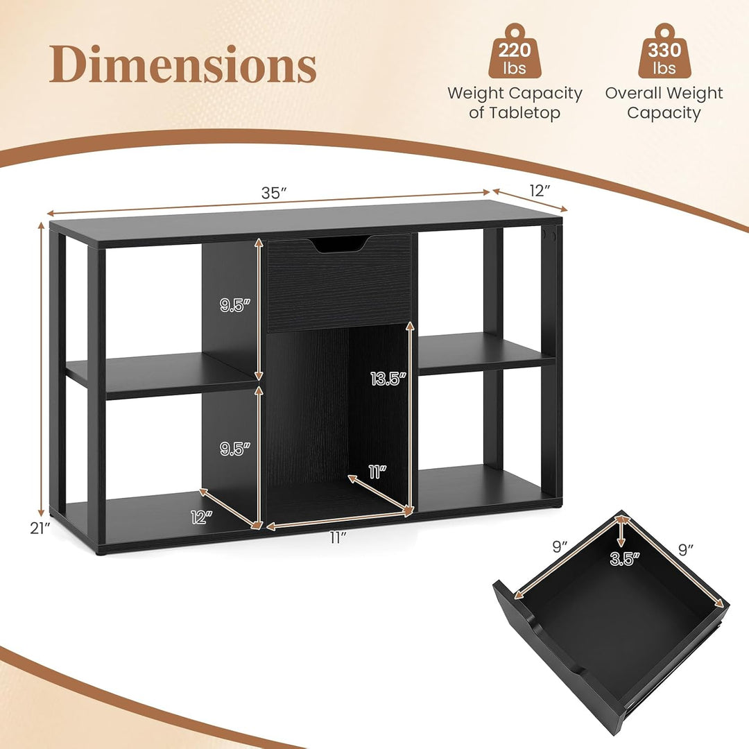GIANTEX 5-Cube Storage Organizer with Drawer, 3-Tier Bookcase