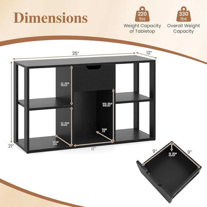 GIANTEX 5-Cube Storage Organizer with Drawer, 3-Tier Bookcase
