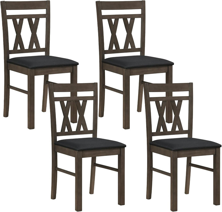 Giantex Wood Dining Chairs Set of 2/4 Linen Style Upholstered Kitchen Chairs with Dual X-Shaped Back