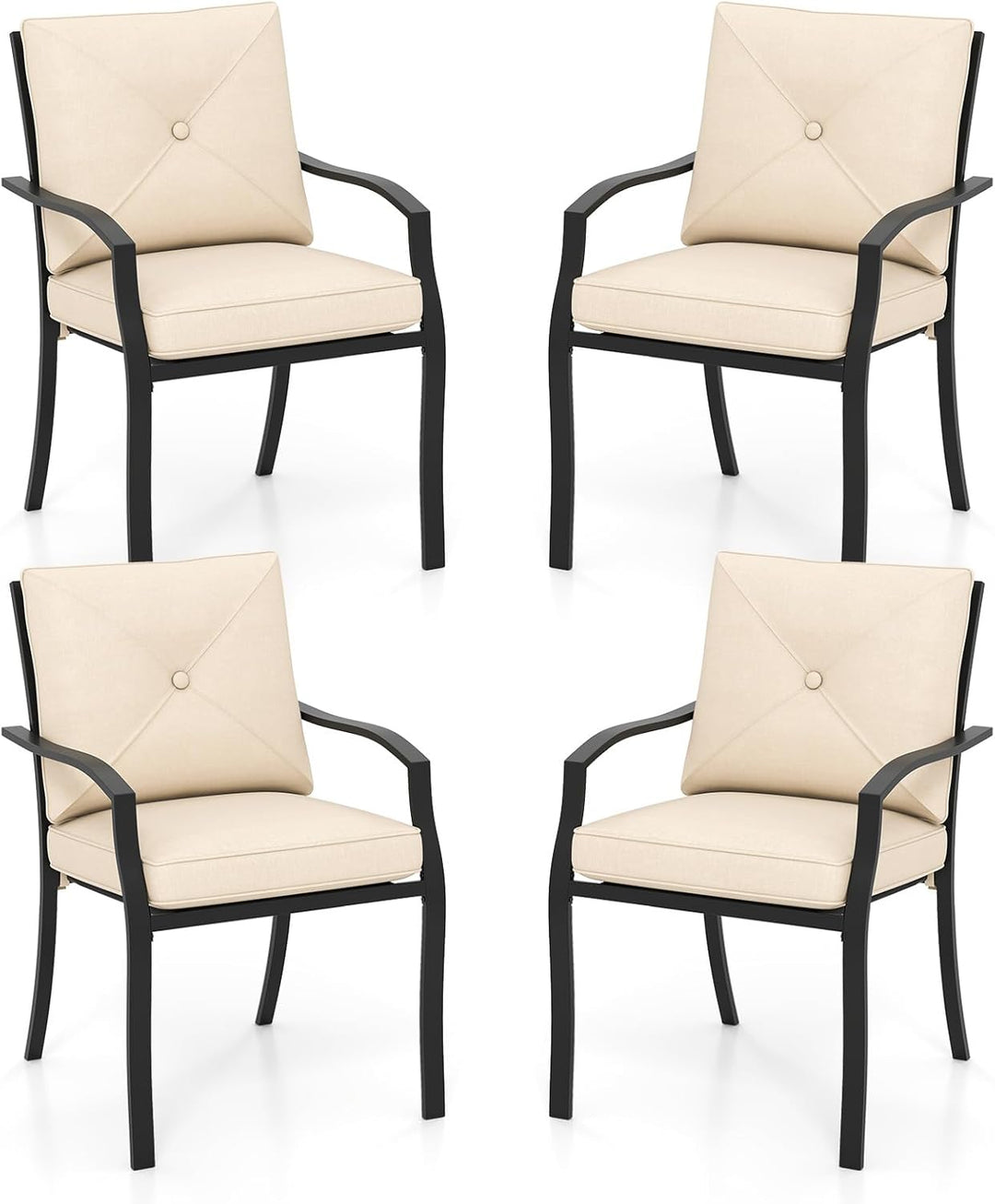 Giantex Metal Outdoor Dining Chair Set of 2/4 Stackable Patio Chairs with Armrests
