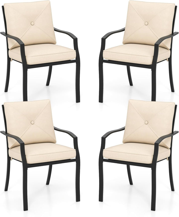 Giantex Metal Outdoor Dining Chair Set of 2/4 Stackable Patio Chairs with Armrests