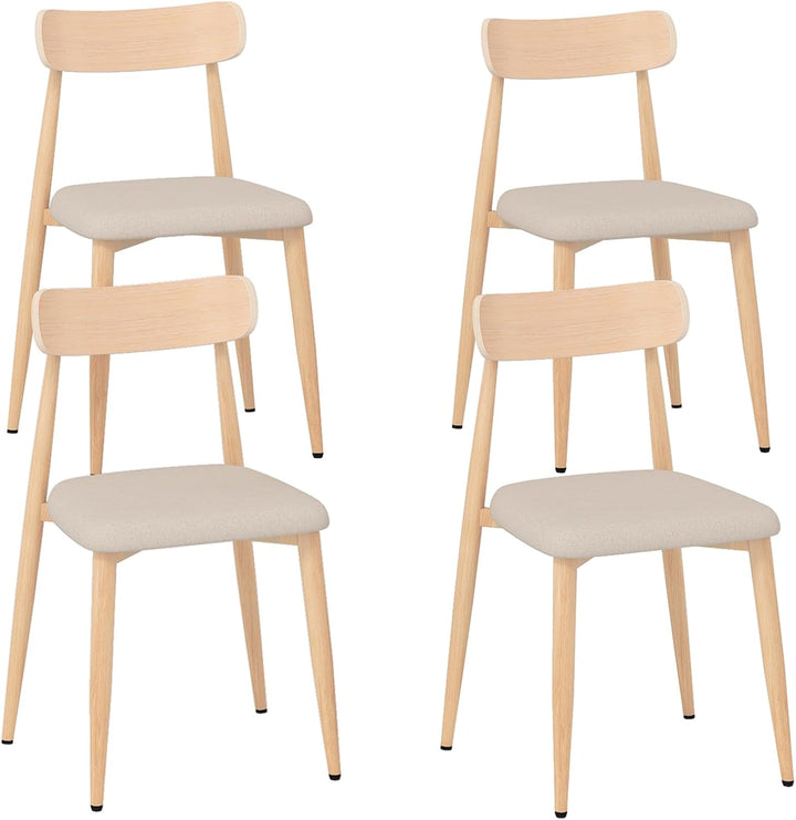 Giantex Linen Fabric Upholstered Modern Dining Chair Set of 2/4 with Padded Seat and Curved Back