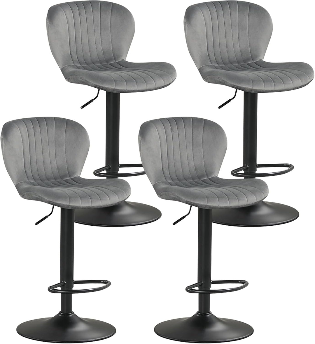 Giantex Bar Stools Set of 2/4 | Adjustable Counter Height Chairs with Velvet Upholstered Backrests