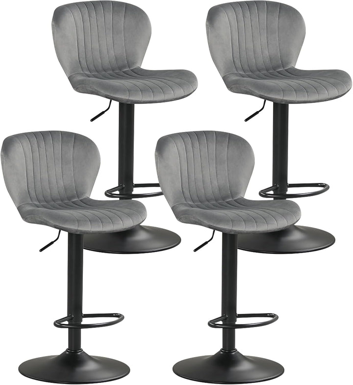 Giantex Bar Stools Set of 2/4 | Adjustable Counter Height Chairs with Velvet Upholstered Backrests