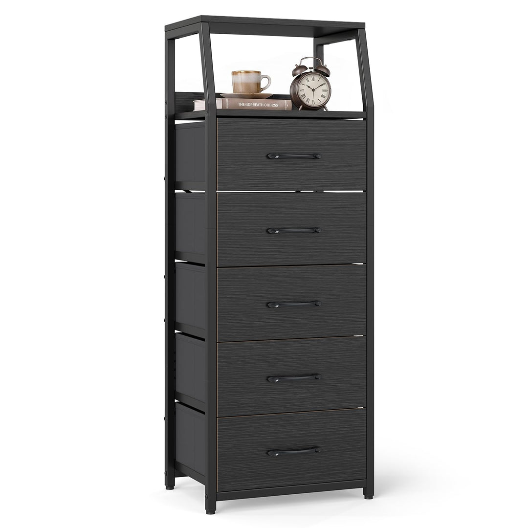 GIANTEX Tall Dresser with 5/4 Fabric Drawers (1/2)