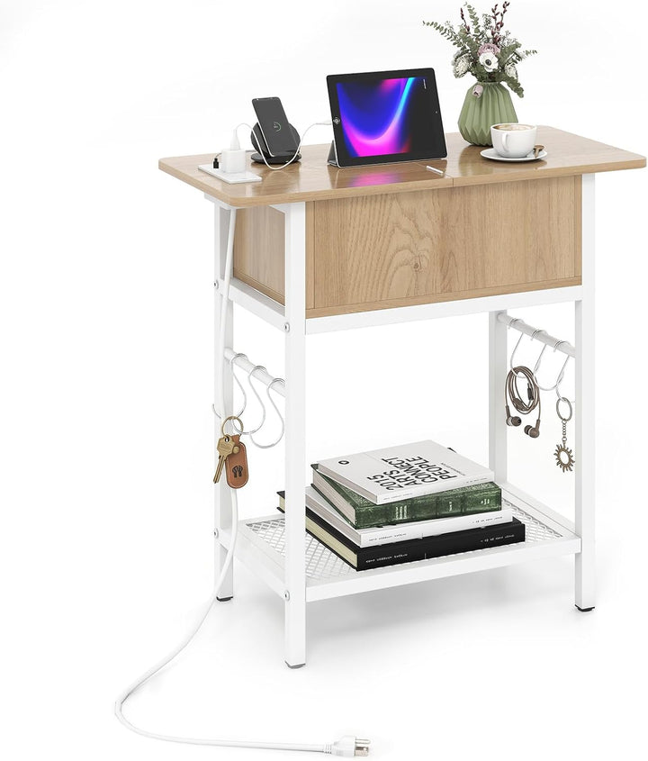 Giantex End Table | Flip Top Bedside Night Stand w/USB &amp; Type-C Ports (1/2)
