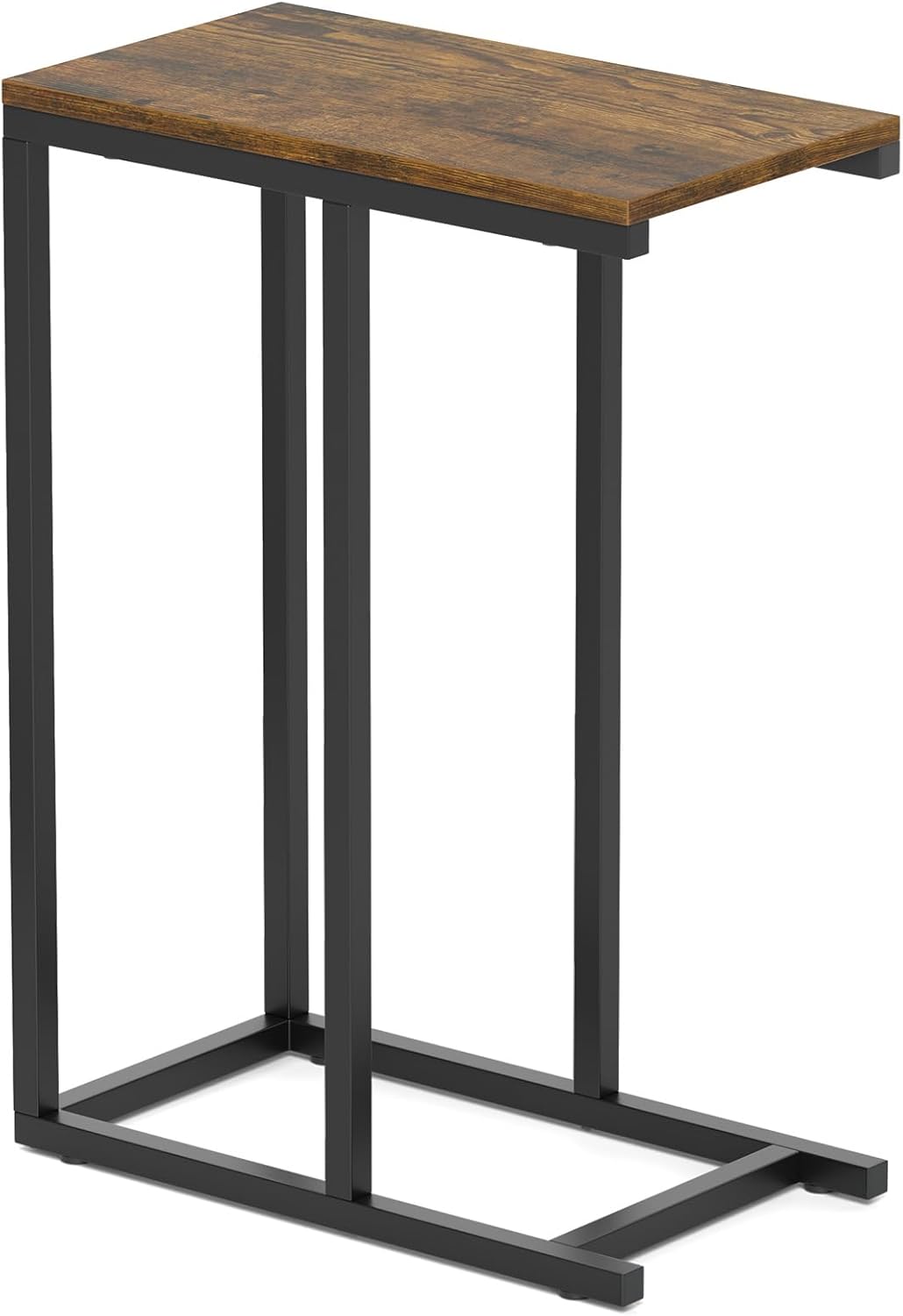 Giantex C Shaped End Table, Small Side Table for Sofa, Couch Table That Slide Under with Metal Frame