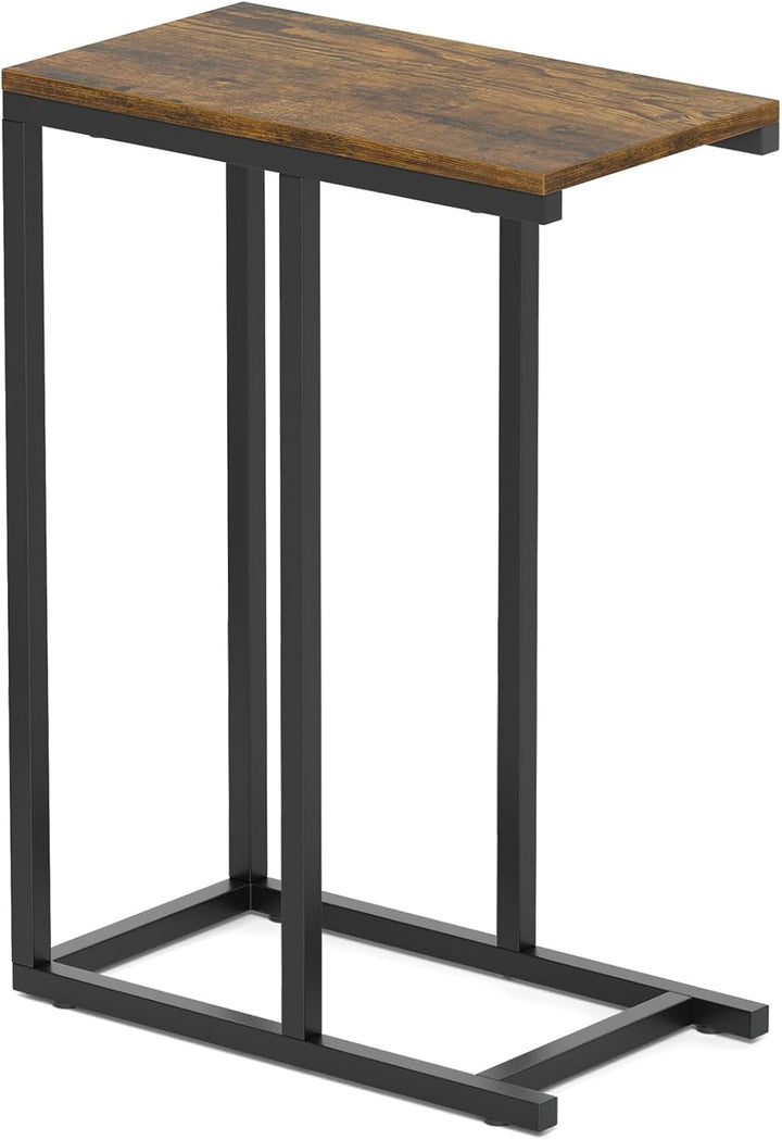 Giantex C Shaped End Table, Small Side Table for Sofa, Couch Table That Slide Under with Metal Frame