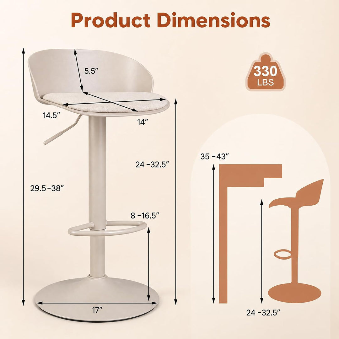GIANTEX Swivel Bar Stools Linen Fabric Bar Chairs