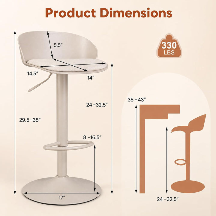 GIANTEX Swivel Bar Stools Linen Fabric Bar Chairs