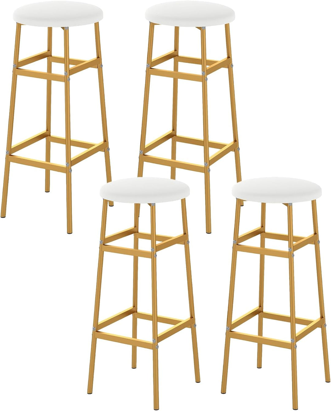 Giantex 29 Inch Bar Stools Set of 2/4 Upholstered Round Backless Bar Height Chairs with Sturdy Metal Frame and Footrest