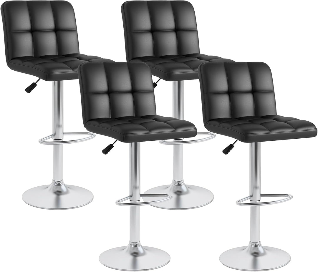 Giantex Swivel Bar Stools Set of 2/4, Upholstered Counter Height Bar Chairs with Back