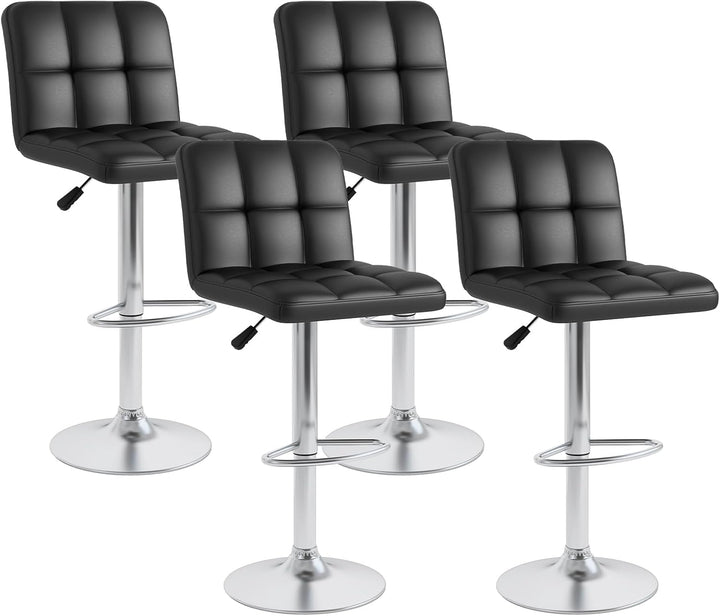 Giantex Swivel Bar Stools Set of 2/4, Upholstered Counter Height Bar Chairs with Back