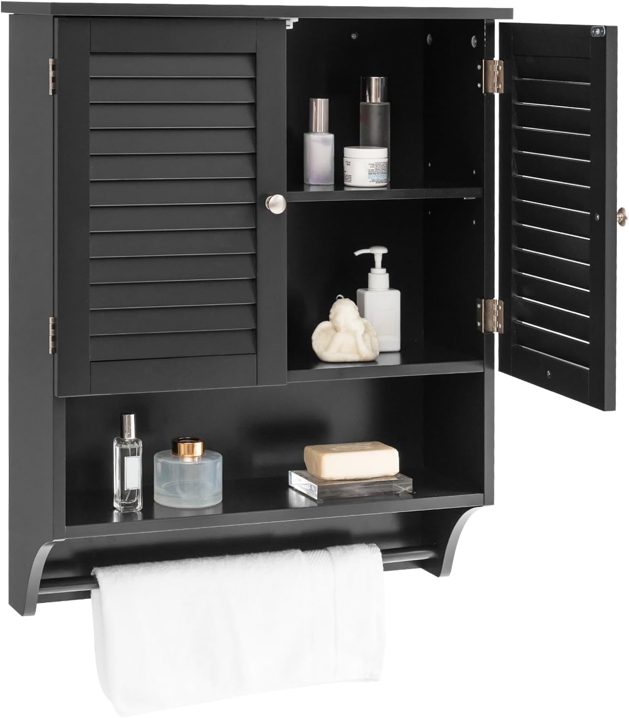 Giantex Bathroom Cabinet Wall Mounted - Hanging Medicine Cabinet with 2 Louvered Doors