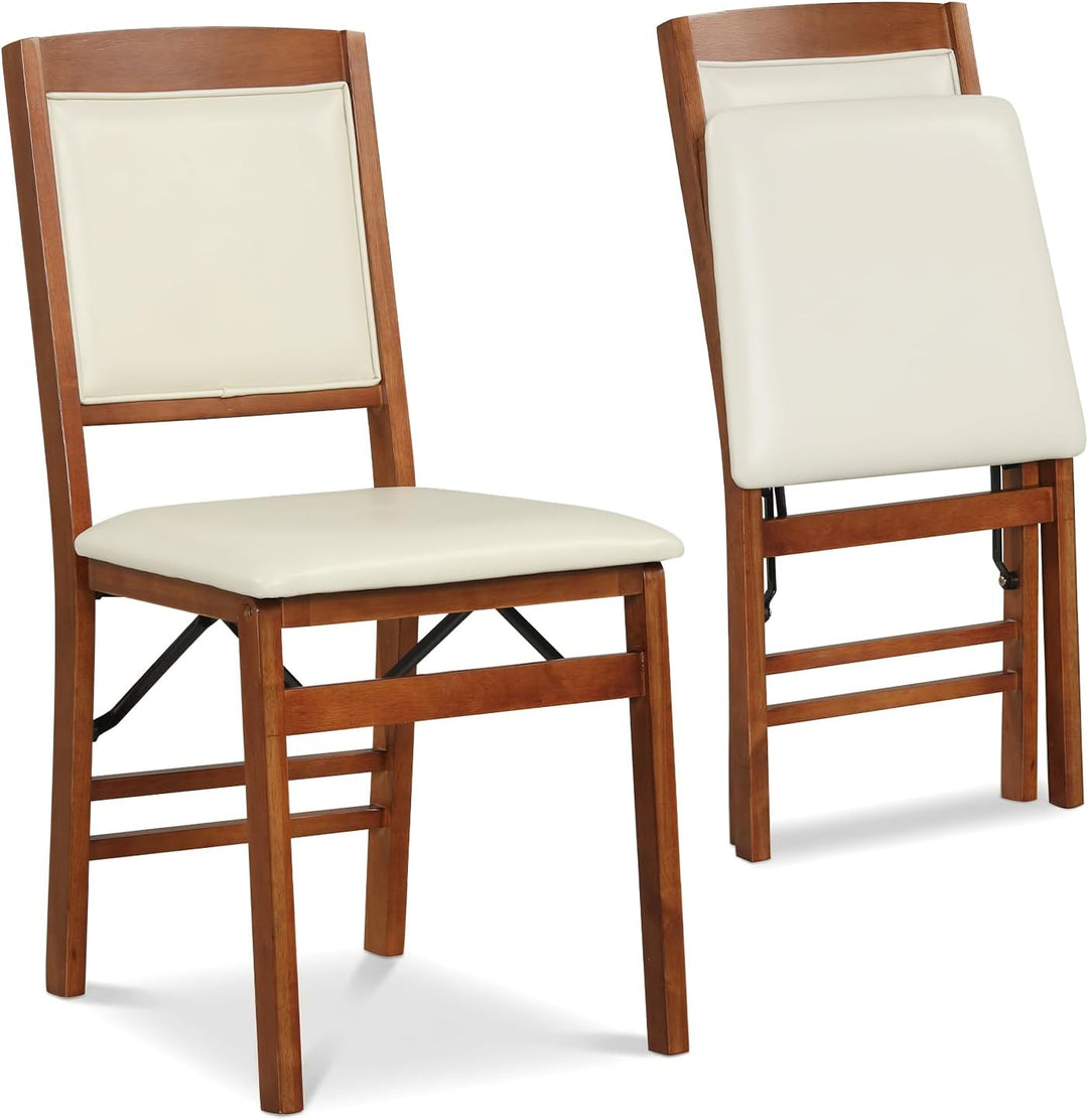 Giantex Folding Dining Chairs Set | Foldable Wood Kitchen Chairs with Padded Seat (2/4)