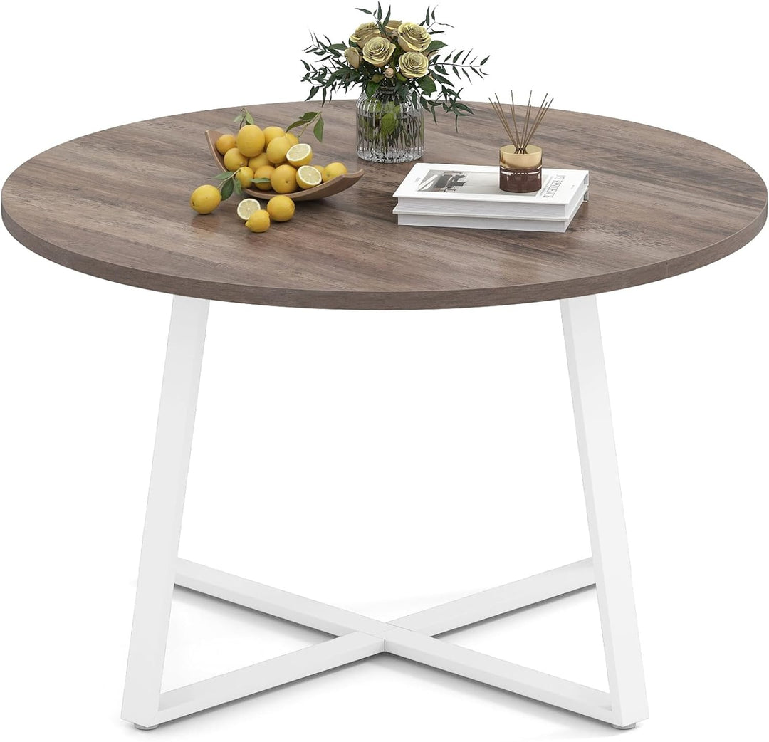 Giantex 47-inches Round Dining Table with Metal Pedestal Base