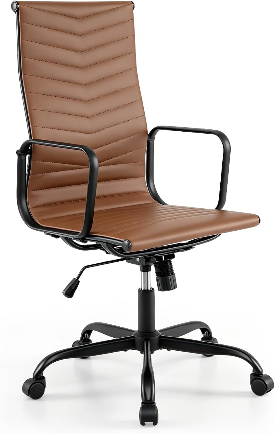 GIANTEX Home Office Chair Ribbed, High-Back PU Leather Desk Chair