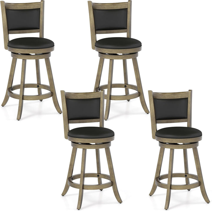 Giantex Accent Wooden Swivel Back Counter Height Bar Stool, Fabric Upholstered Design