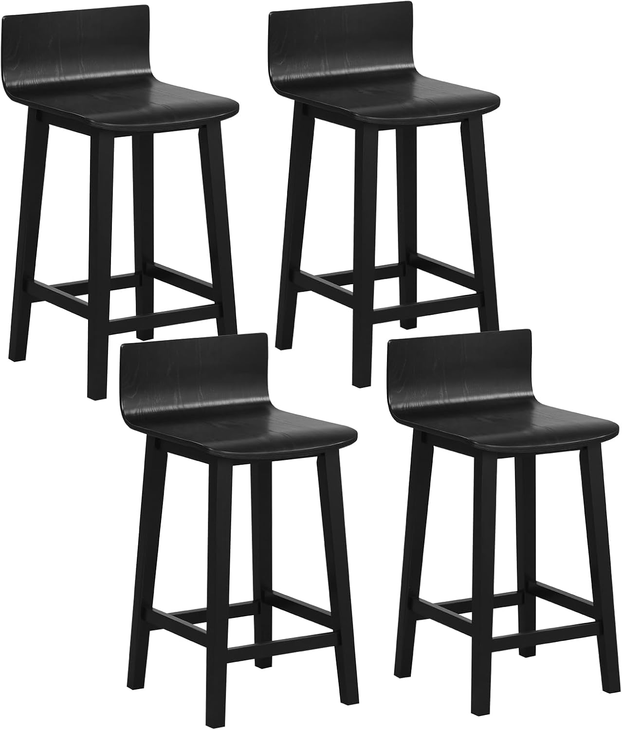 Giantex 2 or 4 Bar Stools Set with Low Back & Footrest