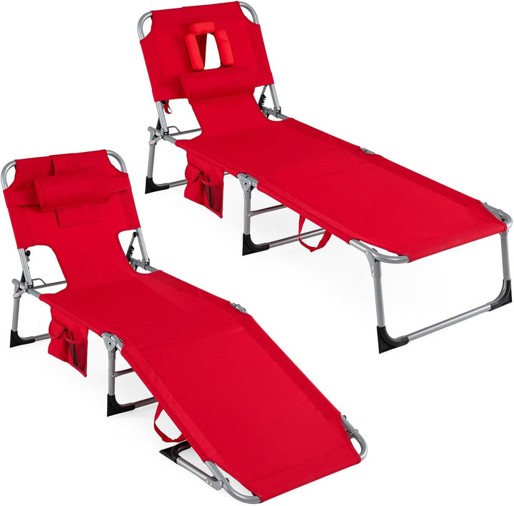 Giantex Tanning Chair with Face Arm Holes Folding Chair