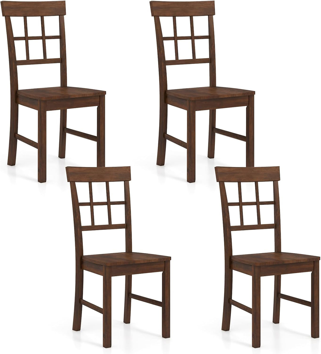 Giantex Armless Wooden Dining Chairs Set of 2/4 with Solid Rubber Wood Frame