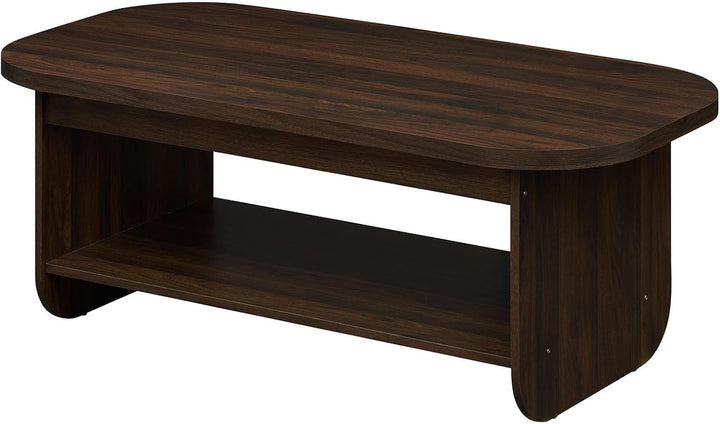 Giantex 47" Mid Century Oval Coffee Table with Storage Shelf &amp; Round Corner