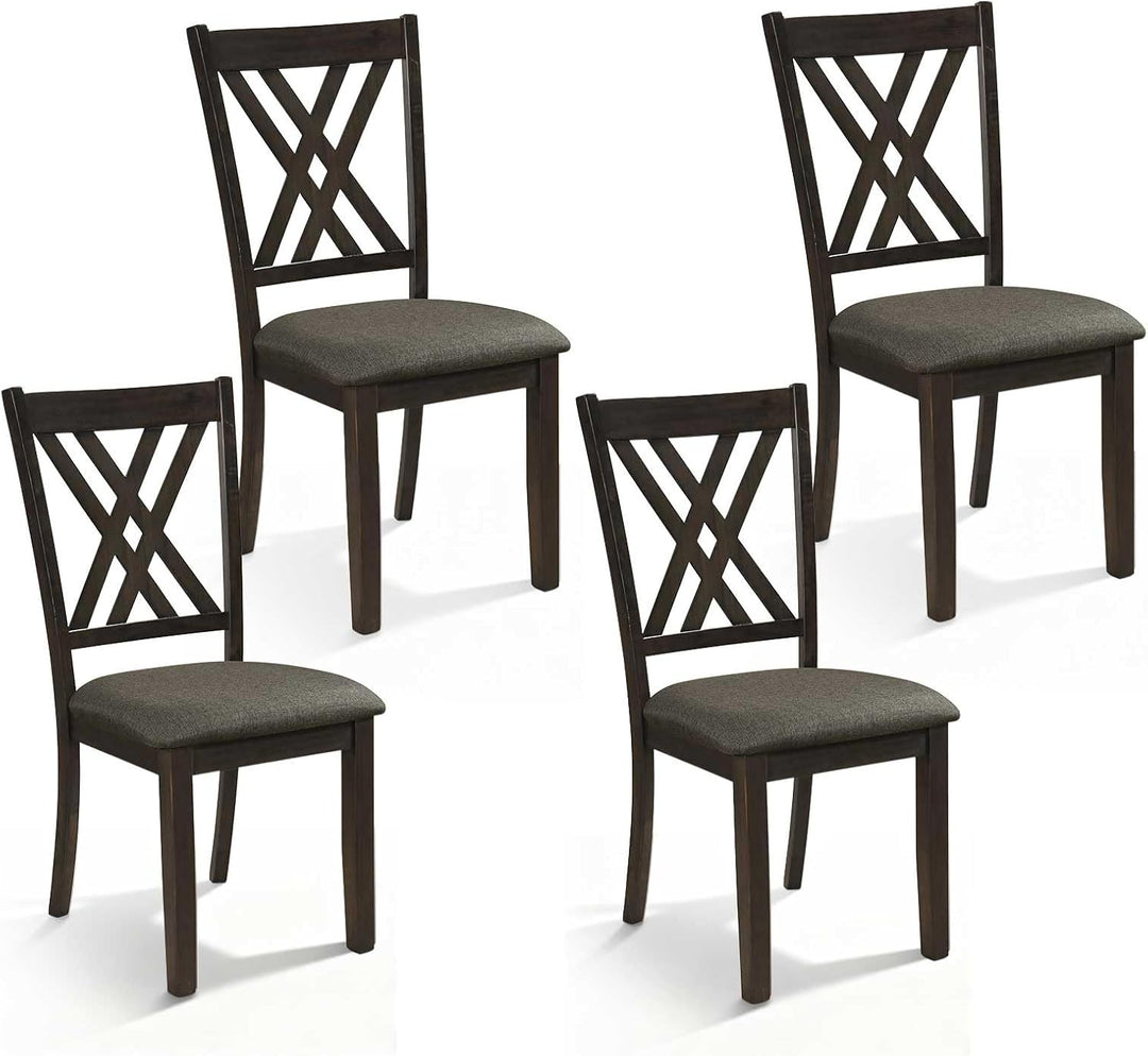 Giantex Linen Fabric Upholstered Wooden Dining Chair Set of 2/4 with Rubber Wood Frame for Dining Room