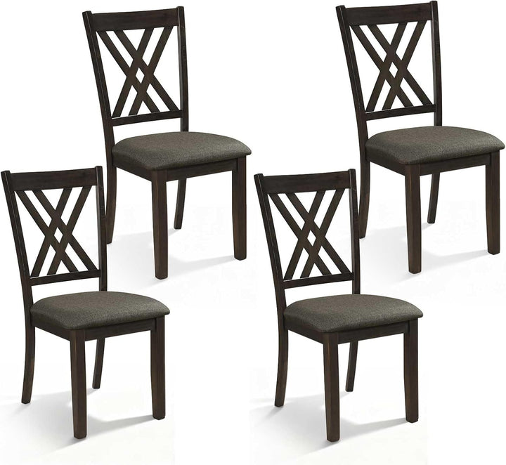 Giantex Linen Fabric Upholstered Wooden Dining Chair Set of 2/4 with Rubber Wood Frame for Dining Room