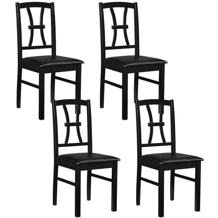 GIANTEX Wooden Dining Chairs Set of 2/4 | Faux Leather Kitchen Chairs w/ Elegant High Back