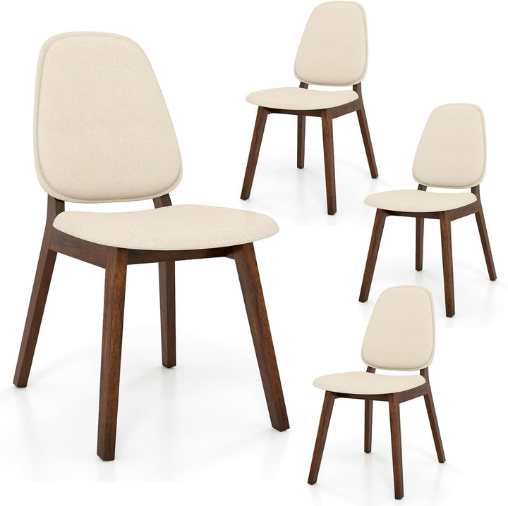 Giantex Wooden Dining Chair Set of 2/4 Mid-Century Modern Upholstered Side Armless Chair