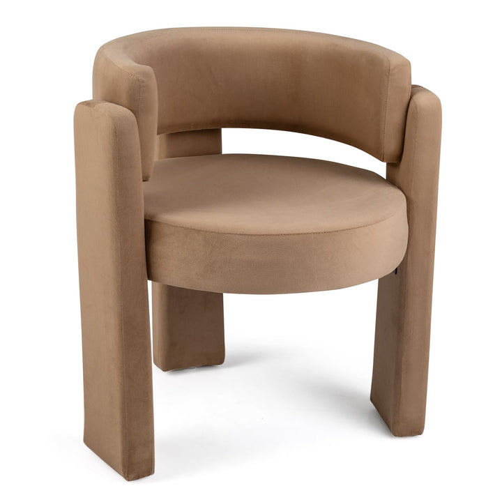 GIANTEX Modern Velvet Barrel Accent Chair with Thick Seat (1/2)