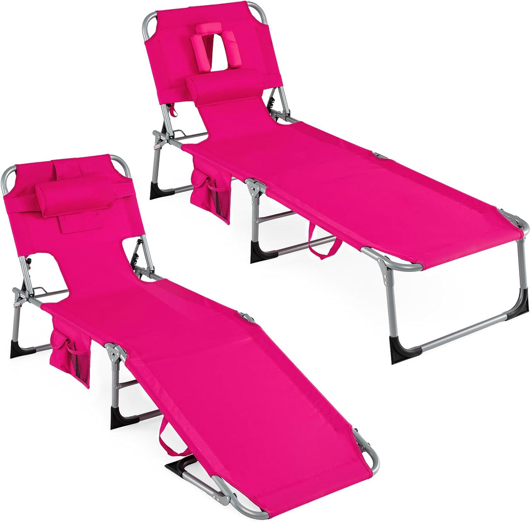 Giantex Tanning Chair with Face Arm Holes Folding Chair