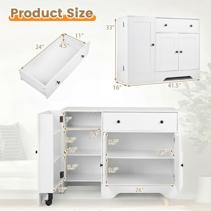 GIANTEX 41.5" Sideboard Buffet Cabinet with 3 Doors Drawer &amp; Storage Shelf