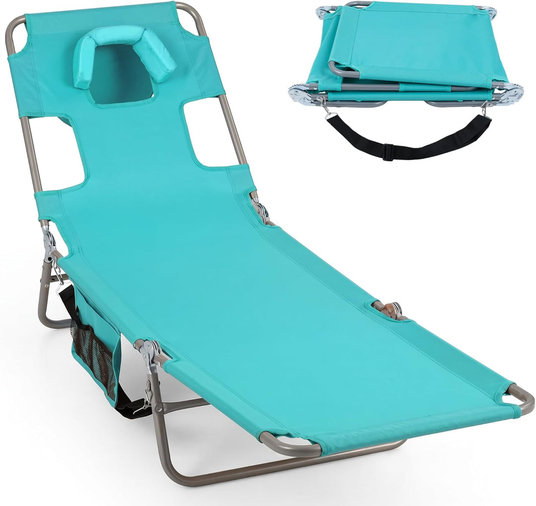 Giantex Folding Tanning Chair with Face Hole &amp; 5-Position Adjustable Backrest (1/2)