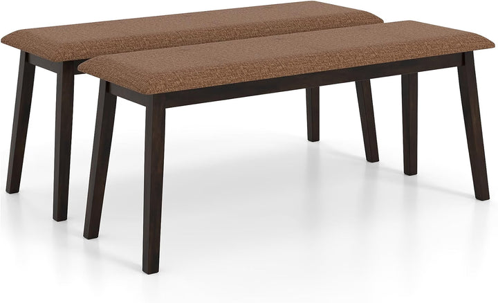 GIANTEX 43.5" Upholstered Dining Bench with Rubber Wood Frame (1/2)