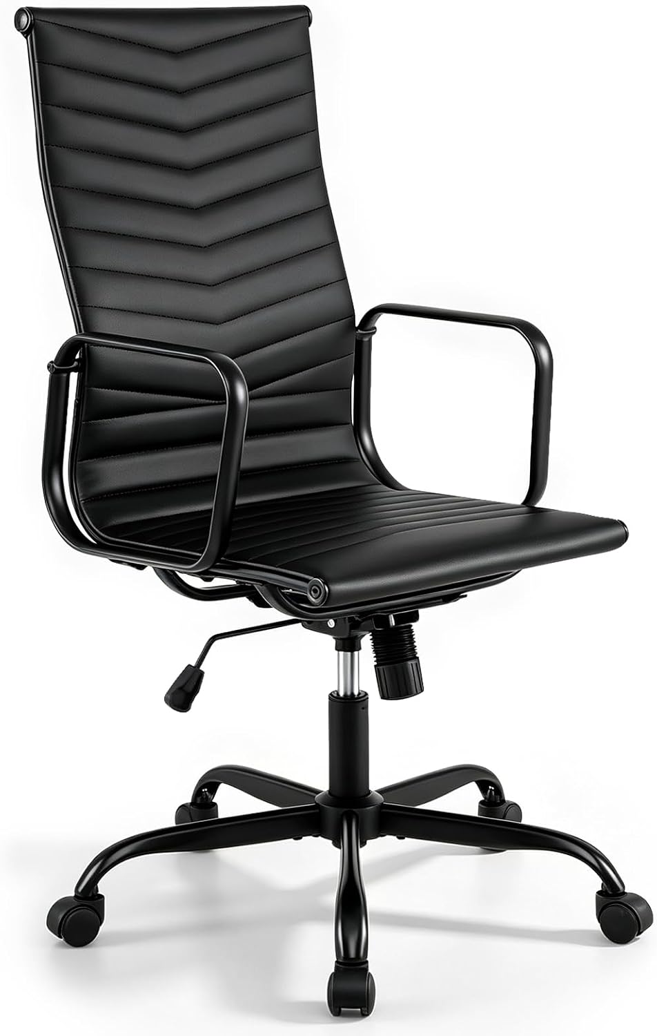 GIANTEX Home Office Chair Ribbed, High-Back PU Leather Desk Chair