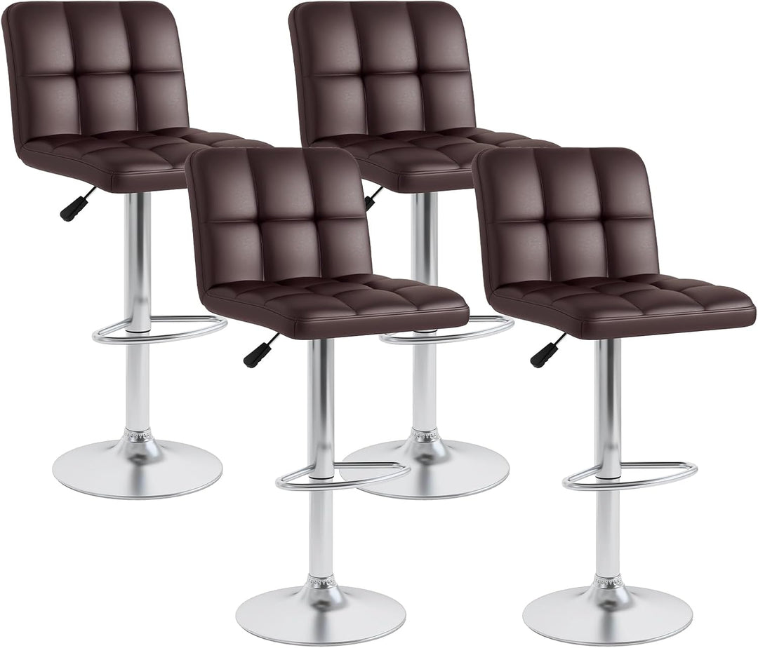 Giantex Swivel Bar Stools Set of 2/4, Upholstered Counter Height Bar Chairs with Back