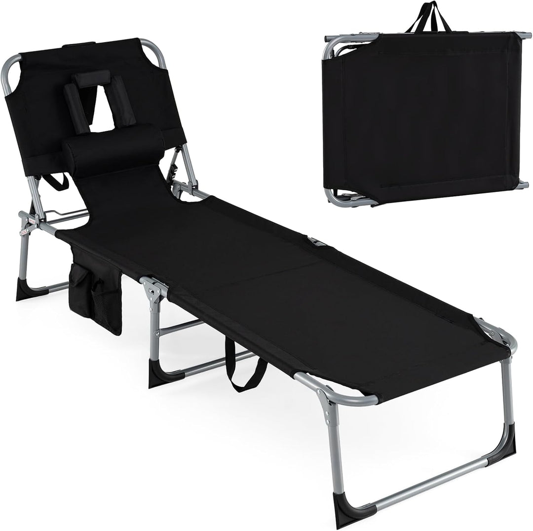 Giantex Tanning Chair with Face Arm Holes Folding Chair