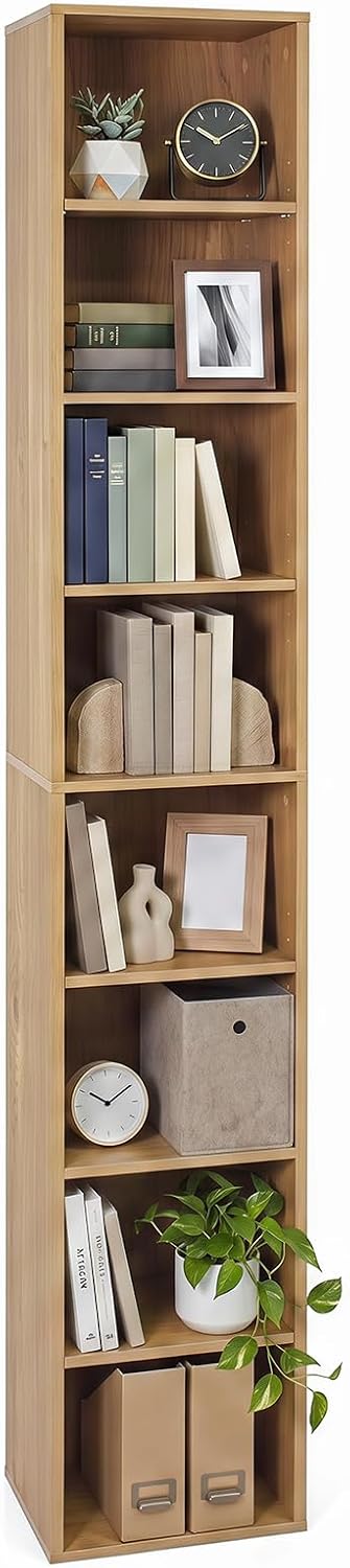 Giantex 8-Tier Tall Narrow Media Tower Rack with 4 Adjustable Shelves (1/2)