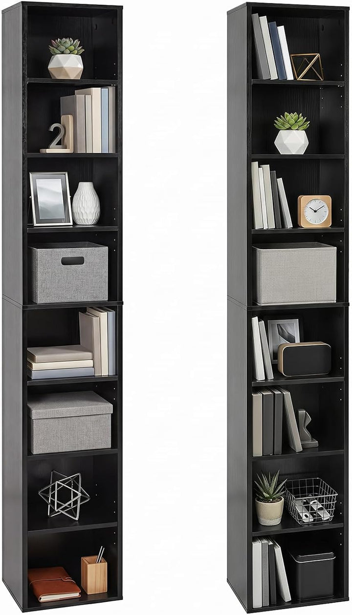 Giantex 8-Tier Tall Narrow Media Tower Rack with 4 Adjustable Shelves (1/2)