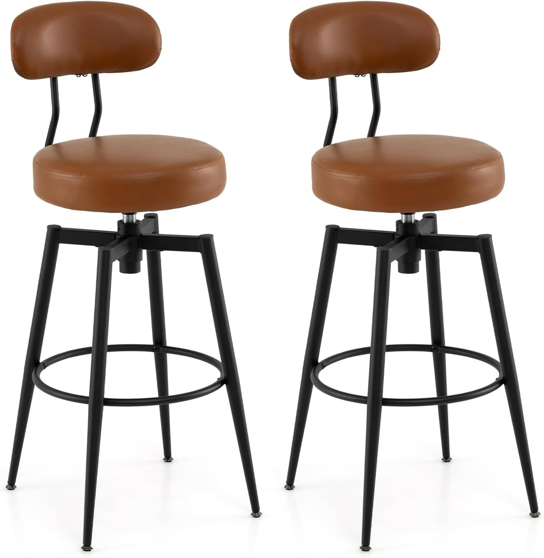 Giantex Swivel Barstools Set of 2/4 Faux Leather 31 Inch Bar Height Stools w/Upholstered Seat &amp; Back