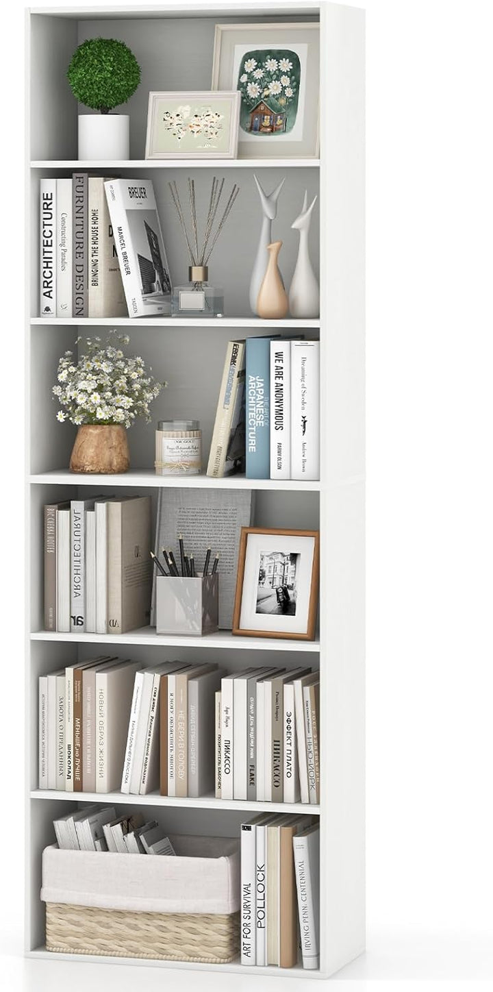 Giantex 6-Tier Bookcase, 70" Tall Wooden Bookshelf, Freestanding Storage Organizer w/Open Shelves