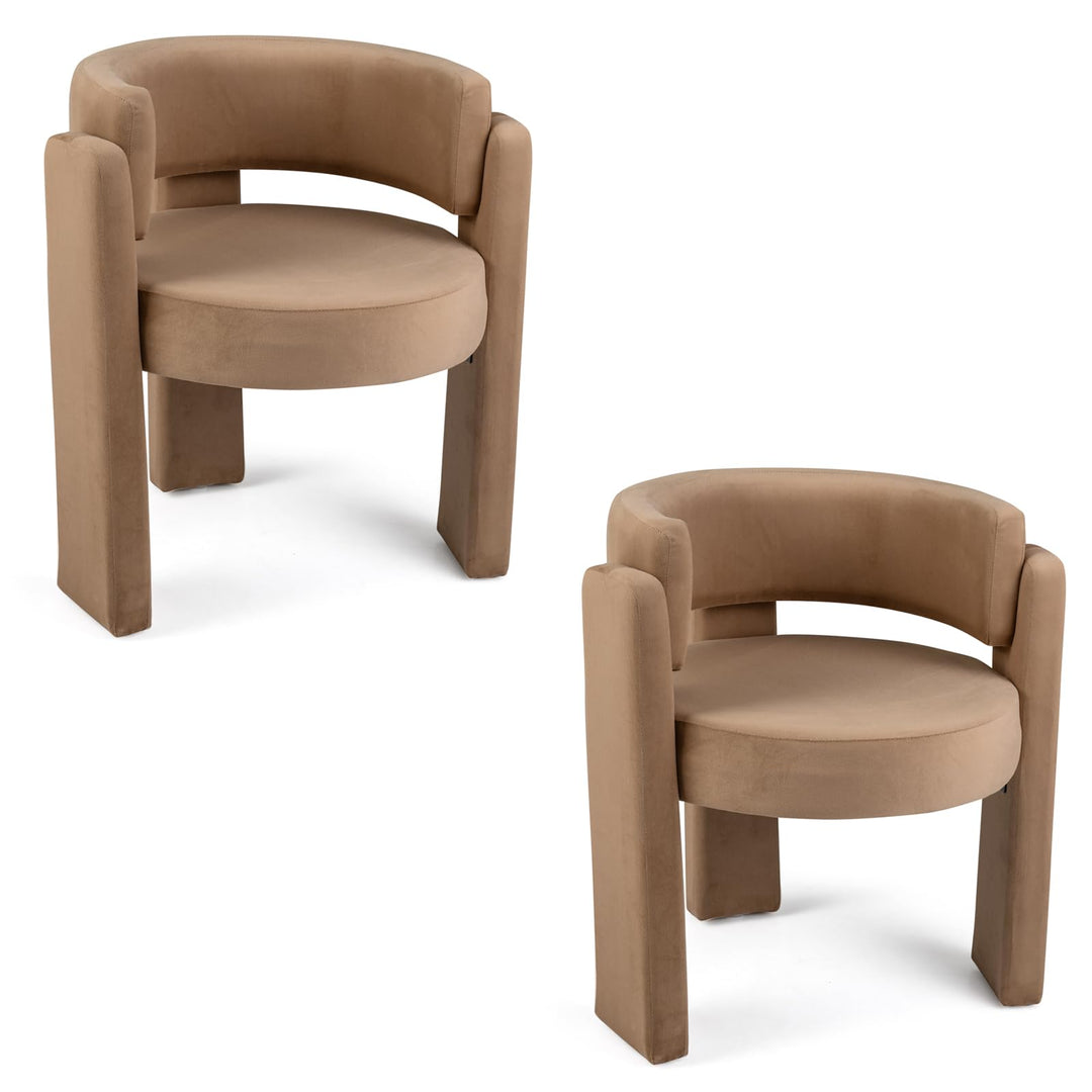 GIANTEX Modern Velvet Barrel Accent Chair with Thick Seat (1/2)