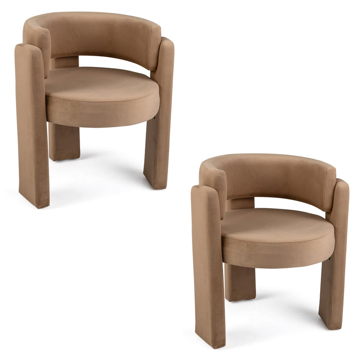 GIANTEX Modern Velvet Barrel Accent Chair with Thick Seat (1/2)