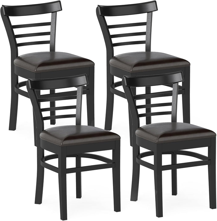 Giantex Wooden Dining Chairs Set PU Leather Upholstered Kitchen Chair w/Rubber Wood Legs