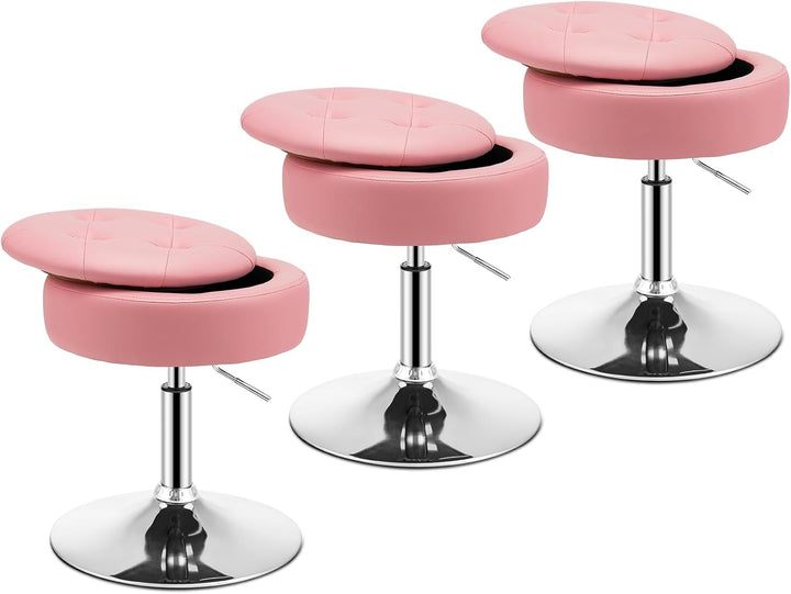 Giantex Adjustable Swivel Vanity Stool - 360° Swivel 20’’-26’’ Height Adjustable Tufted Round Storage Ottoman