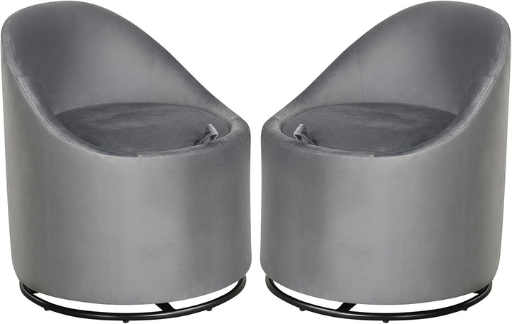 Giantex Swivel Accent Chair with Storage, 360° Upholstered Vanity Chair with Backrest