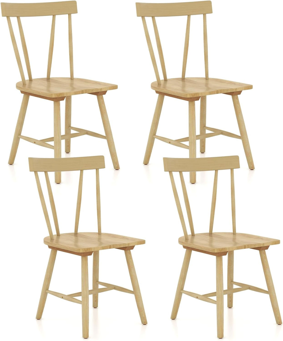 Giantex Windsor Chairs, Armless Dining Chairs with Solid Rubber Wood Frame