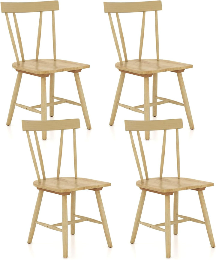Giantex Windsor Chairs, Armless Dining Chairs with Solid Rubber Wood Frame