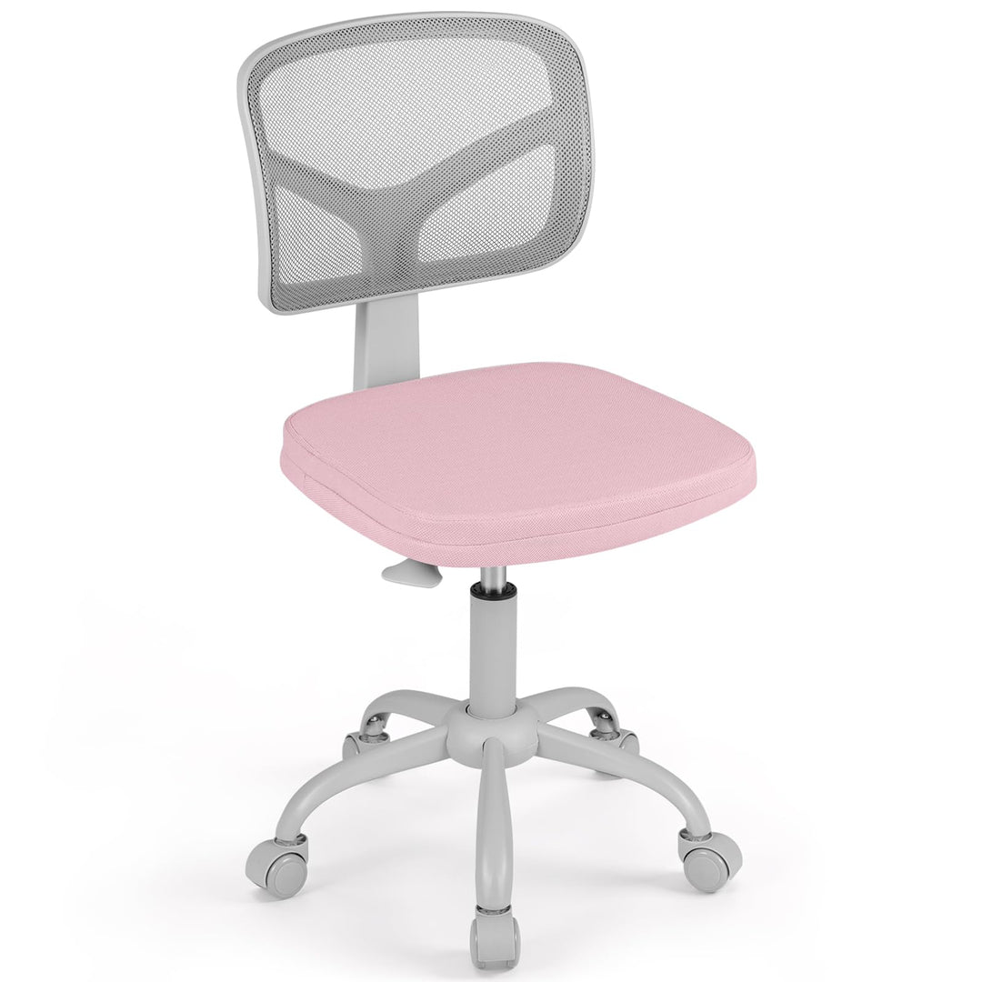 Giantex Armless Kids Desk Chair | Rolling Study Chair with Wheels &amp; Adjustable Height